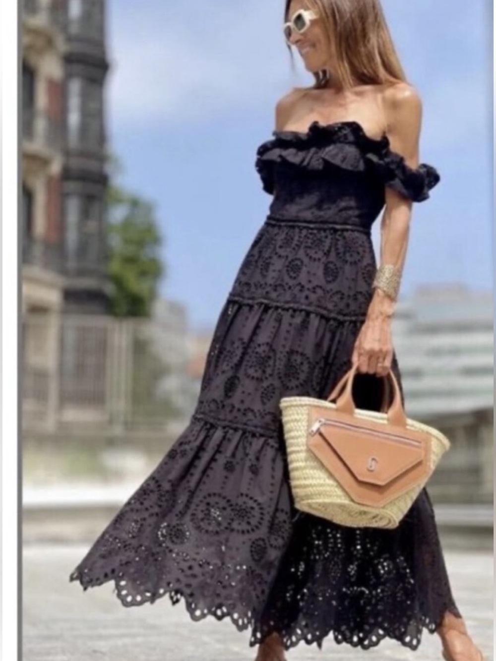 Zara embroidered off shulder dress limited edition blogger fav XL Like new